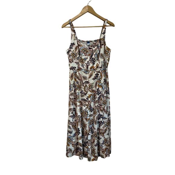 Old Navy Fit & Flare Linen Blend Floral Cami Midi Dress Size L - Picture 2 of 10